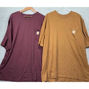 Carhartt Mens 3XL Loose Fit T-Shirts Burgundy & Brown Cotton Blend